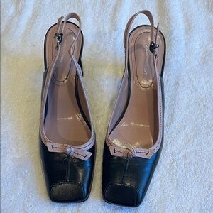 Nine West Black and Pink Slingback Heels